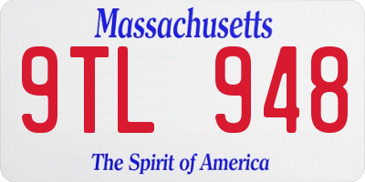 MA license plate 9TL948