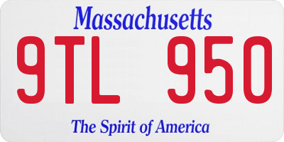 MA license plate 9TL950