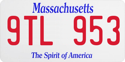 MA license plate 9TL953