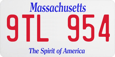 MA license plate 9TL954