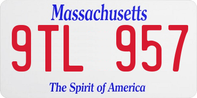 MA license plate 9TL957