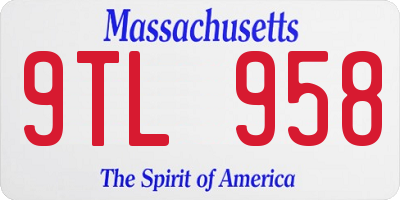 MA license plate 9TL958