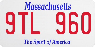 MA license plate 9TL960