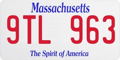 MA license plate 9TL963