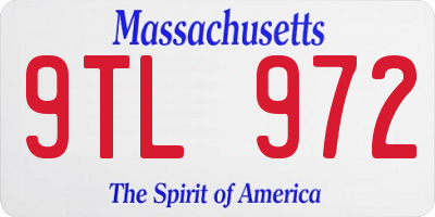 MA license plate 9TL972