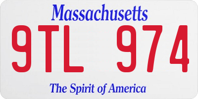 MA license plate 9TL974