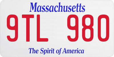 MA license plate 9TL980