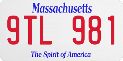 MA license plate 9TL981