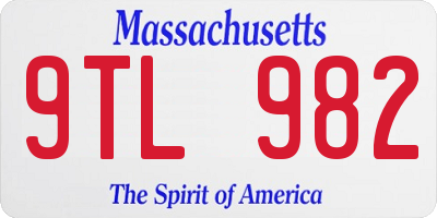 MA license plate 9TL982