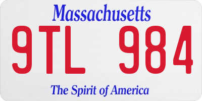 MA license plate 9TL984