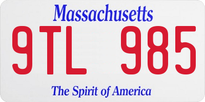 MA license plate 9TL985