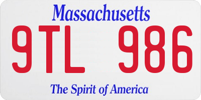 MA license plate 9TL986