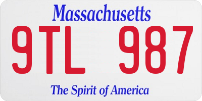 MA license plate 9TL987