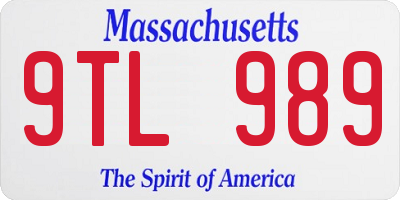 MA license plate 9TL989