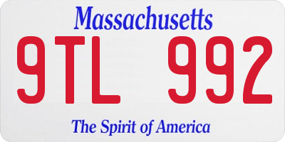 MA license plate 9TL992