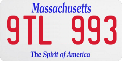 MA license plate 9TL993