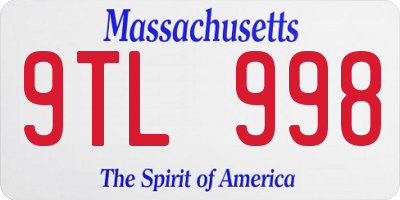 MA license plate 9TL998