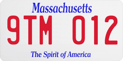 MA license plate 9TM012