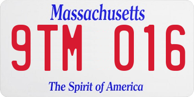 MA license plate 9TM016