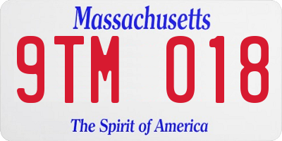 MA license plate 9TM018