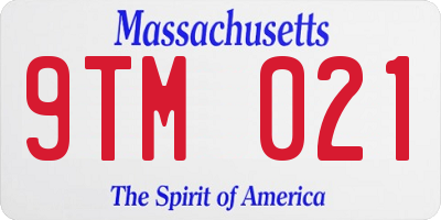 MA license plate 9TM021