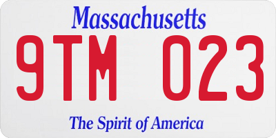 MA license plate 9TM023