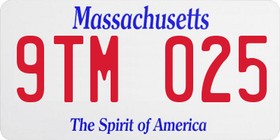 MA license plate 9TM025