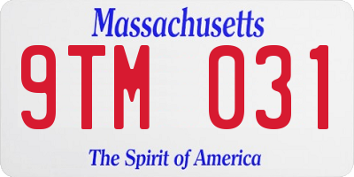 MA license plate 9TM031