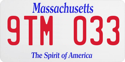 MA license plate 9TM033