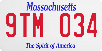 MA license plate 9TM034