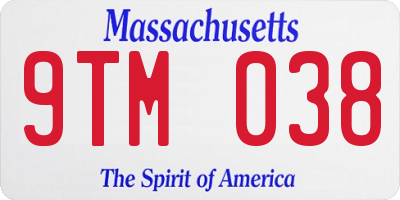 MA license plate 9TM038