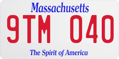 MA license plate 9TM040