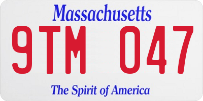 MA license plate 9TM047