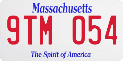 MA license plate 9TM054