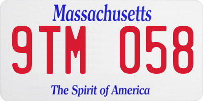 MA license plate 9TM058