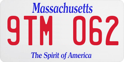 MA license plate 9TM062