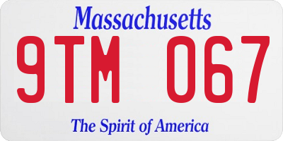 MA license plate 9TM067