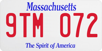 MA license plate 9TM072