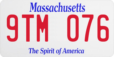 MA license plate 9TM076