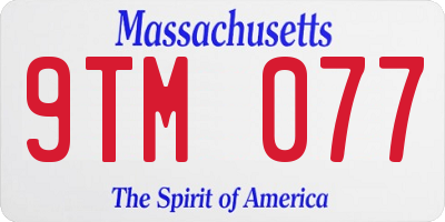 MA license plate 9TM077