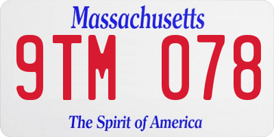 MA license plate 9TM078
