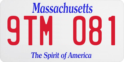 MA license plate 9TM081