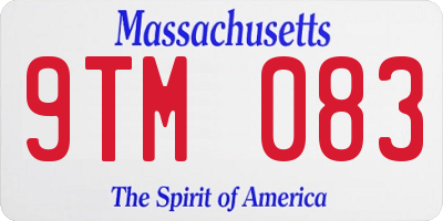 MA license plate 9TM083