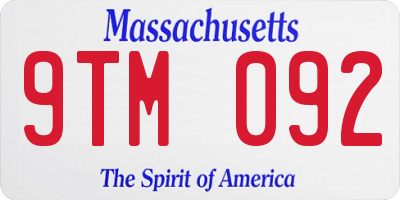 MA license plate 9TM092