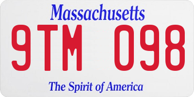 MA license plate 9TM098