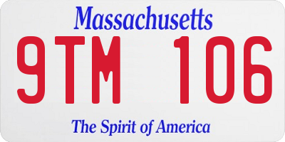 MA license plate 9TM106