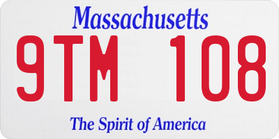 MA license plate 9TM108