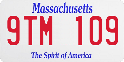 MA license plate 9TM109
