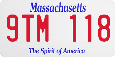 MA license plate 9TM118