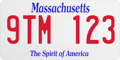 MA license plate 9TM123
